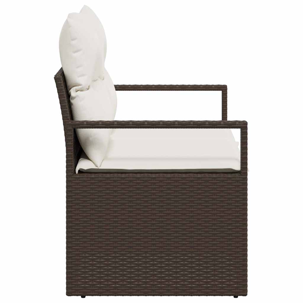 Gartensofa mit Kissen Braun 120 x 62 x 69cm Poly-Rattan